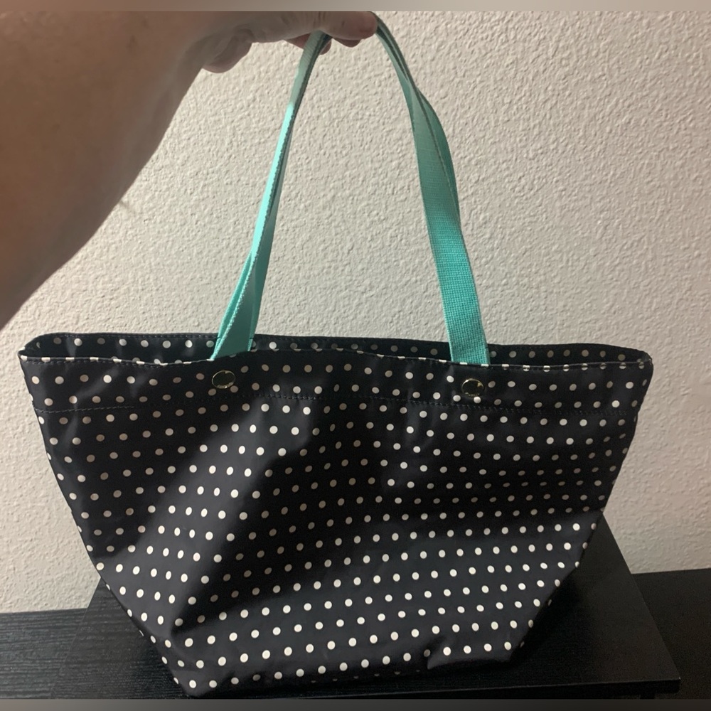 Fossil Nylon Black Polka Dot Tote Shopper Shoulder Bag
